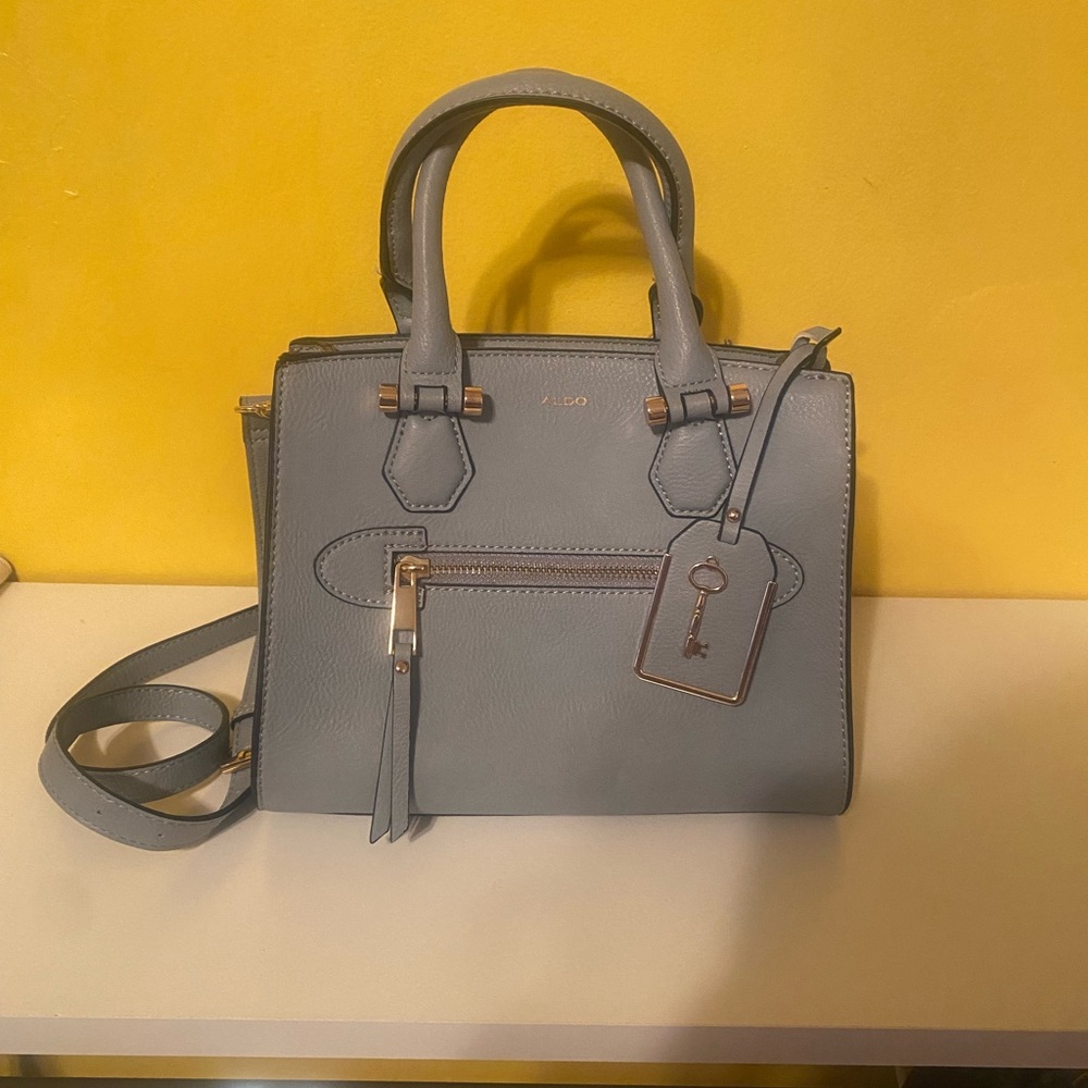 ALDO Top Handle Handbag Light Blue & Gold
